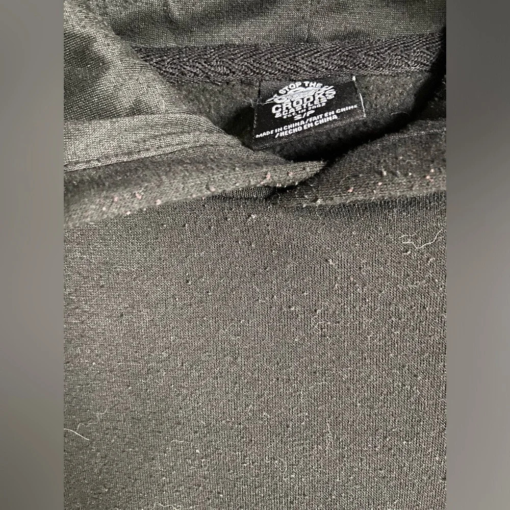 CROOKS & CASTLES Black Logo Hoodie Kangaroo Pocket Sweatshirt Sz Small - Picture 6 of 10